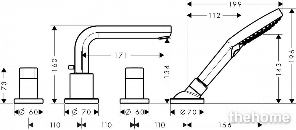 Смеситель Hansgrohe Metris S для ванны 31446000 хром - 2