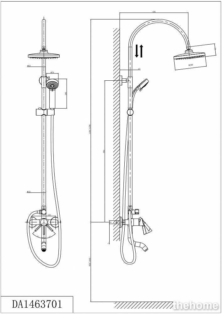 Душевая система D&K Rhein Schiller DA1463701C09, хром - 2