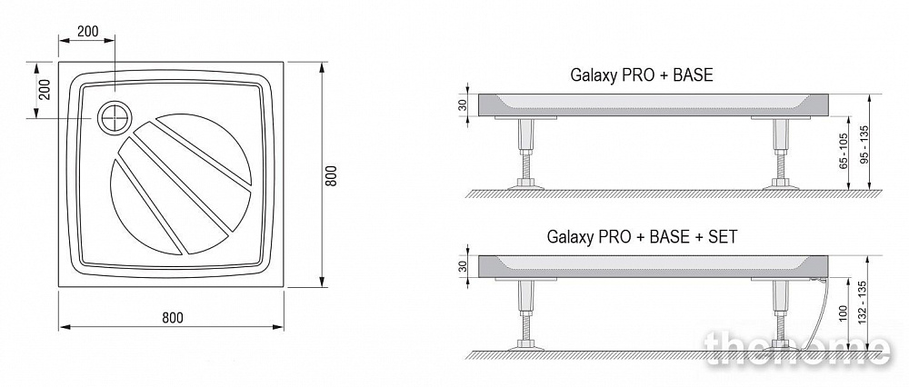 Душевой поддон Ravak Galaxy Perseus Pro-80 80x80x3см - 2