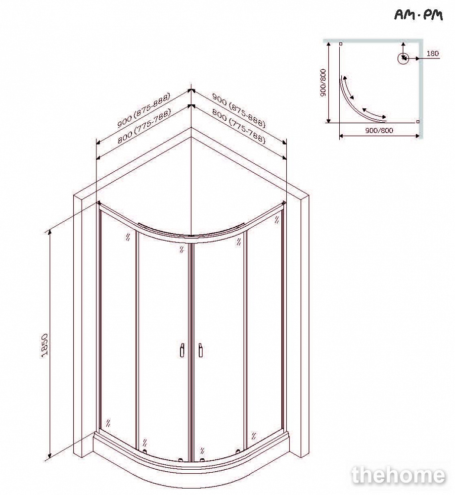 Душевое ограждение Am.Pm X-Joy W88E-205-080MT - 9