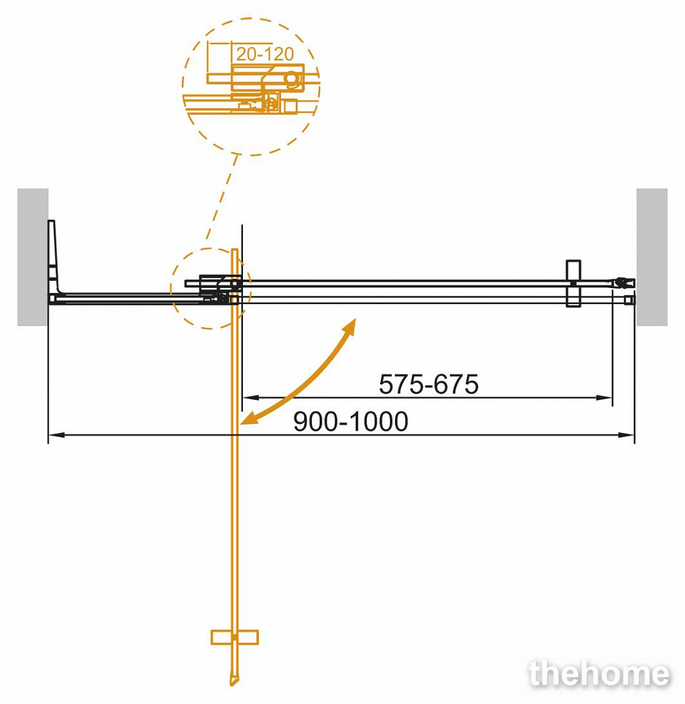 Душевая дверь в нишу Cezares SLIDER-B-1-90/100-C-NERO стекло прозрачное - 2