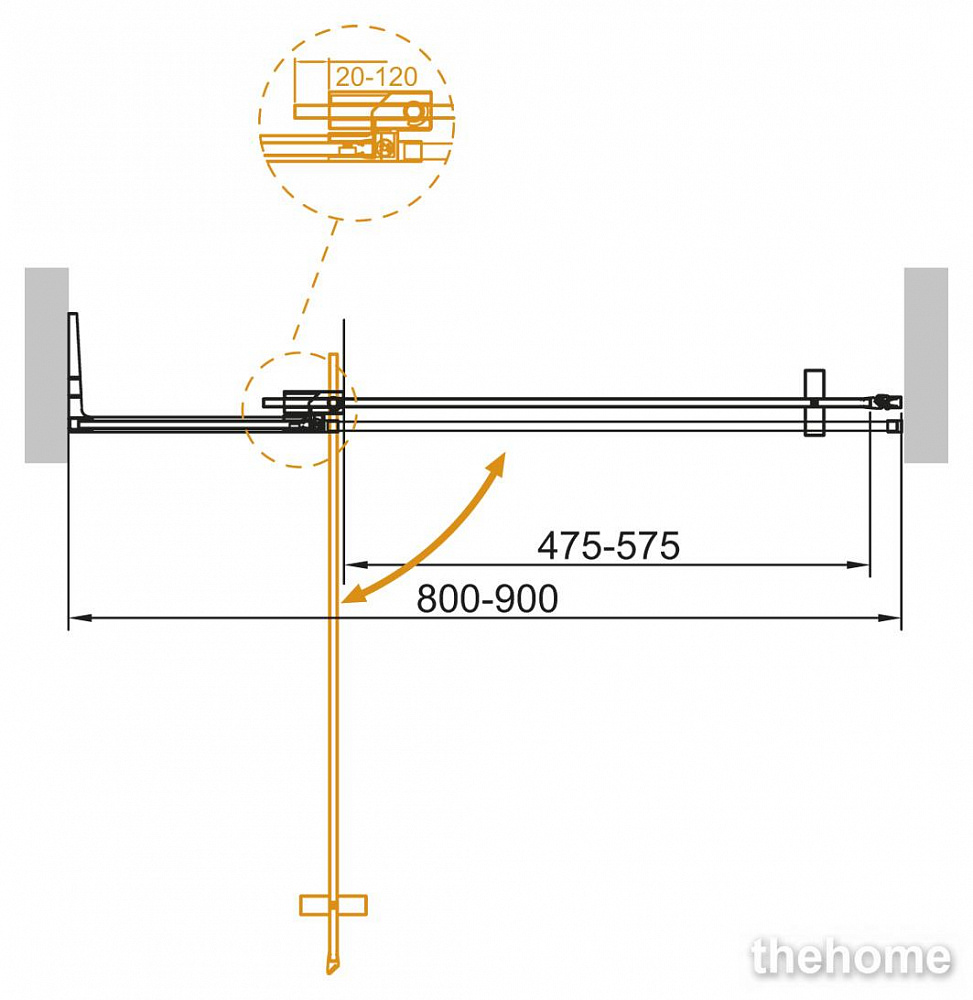 Душевая дверь в нишу Cezares SLIDER-B-1-80/90-C-NERO стекло прозрачное - 2