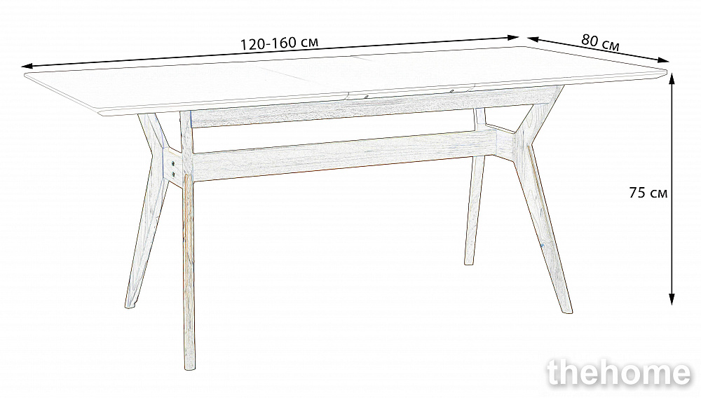 Стол обеденный R-Home Нарвик раскладной 120-160 ОРЕХ-Белый - 3