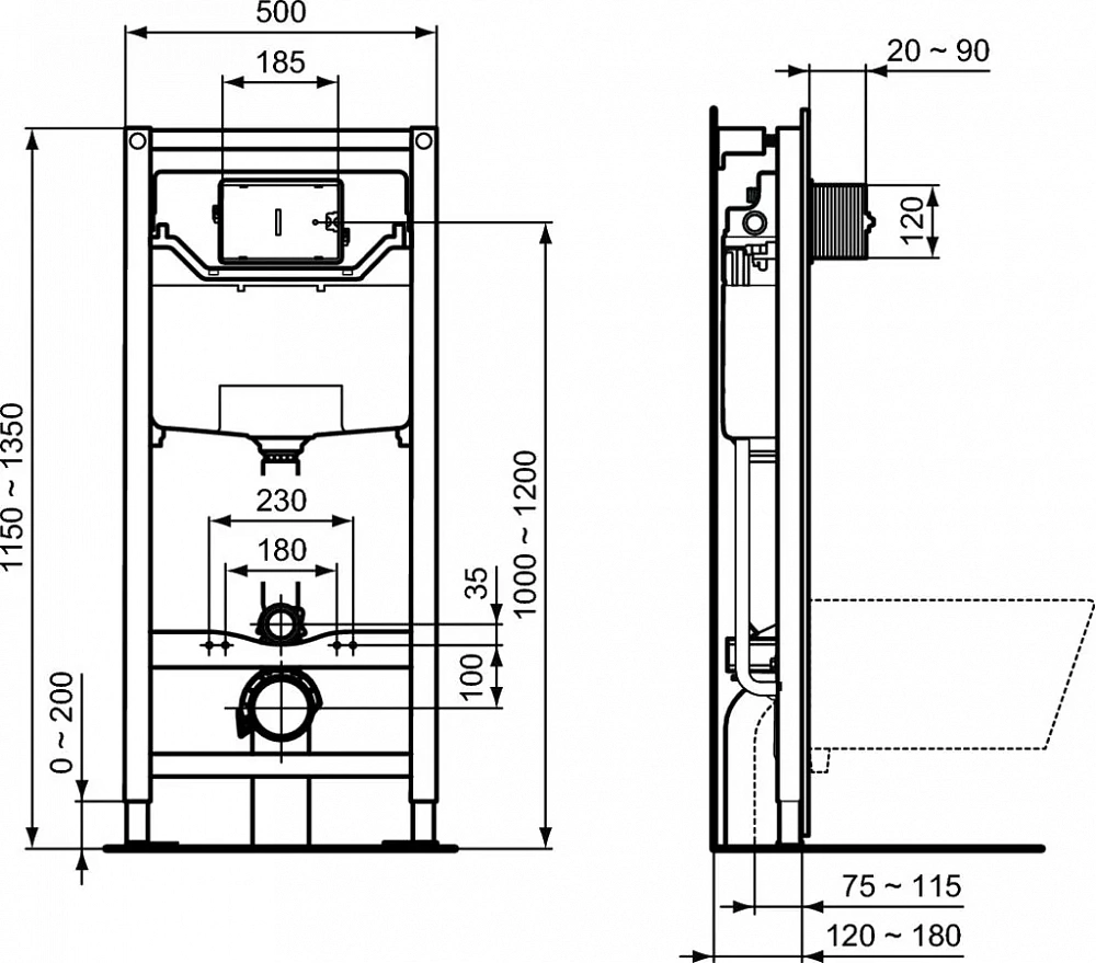 Комплект Ideal Standard Prosys Esedra с подвесным унитазом и инсталляцией T386401 - 6