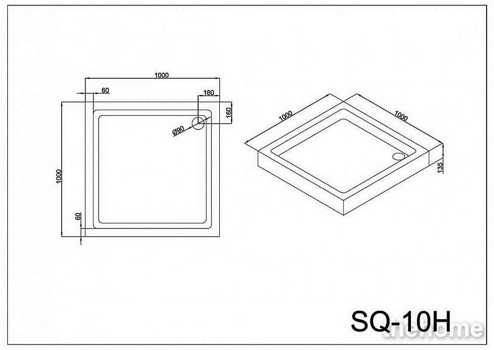 Душевой поддон Black&White Stellar Wind Easy Plumb SQ-10H 100x100x135см - 2