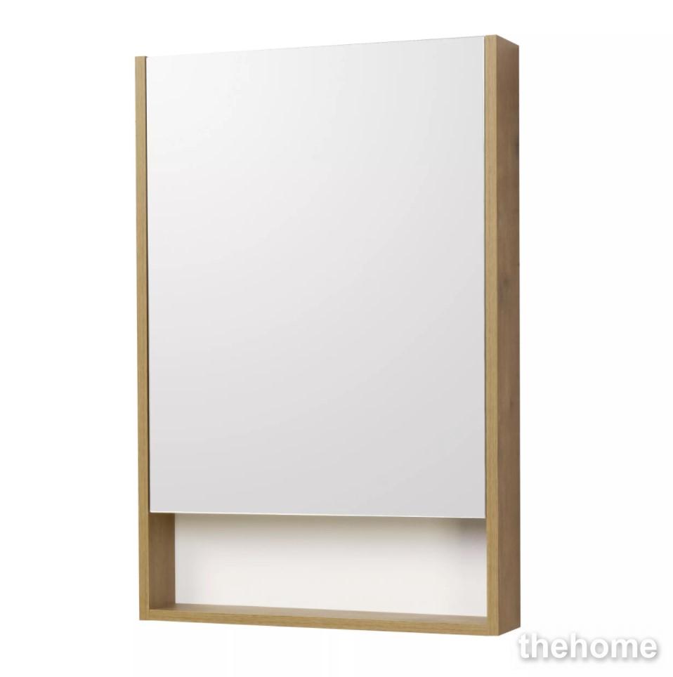 Зеркальный шкаф Aquaton Сканди 55 белый, дуб рустикальный 1A252102SDZ90 - TheHome
