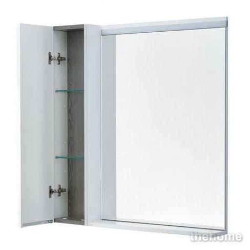 Зеркальный шкаф Aquaton Рене 80x85см 1A222502NRC80 с подсветкой цвет белый/грецкий орех - 2