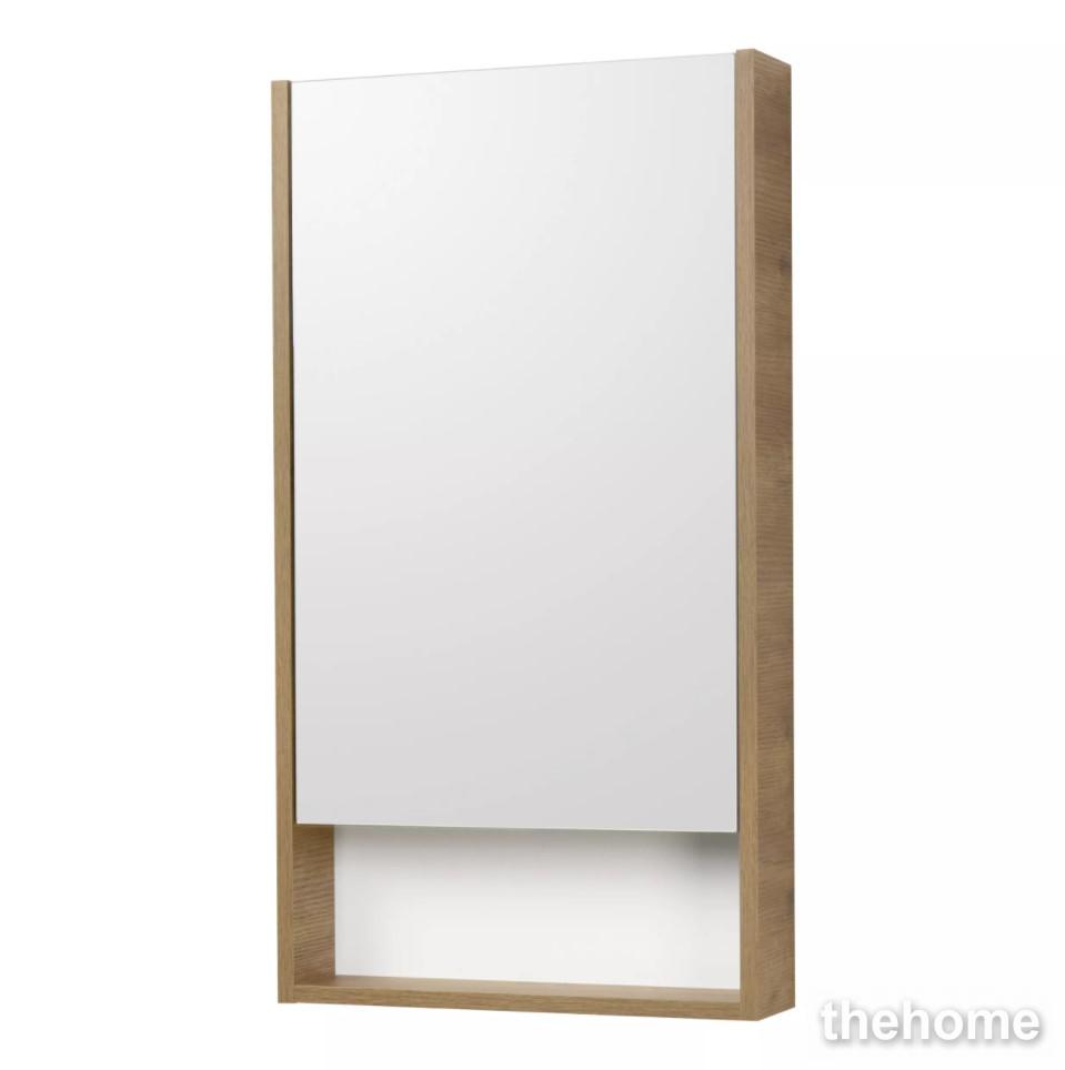 Зеркальный шкаф Aquaton Сканди 45 белый, дуб рустикальный 1A252002SDZ90 - TheHome