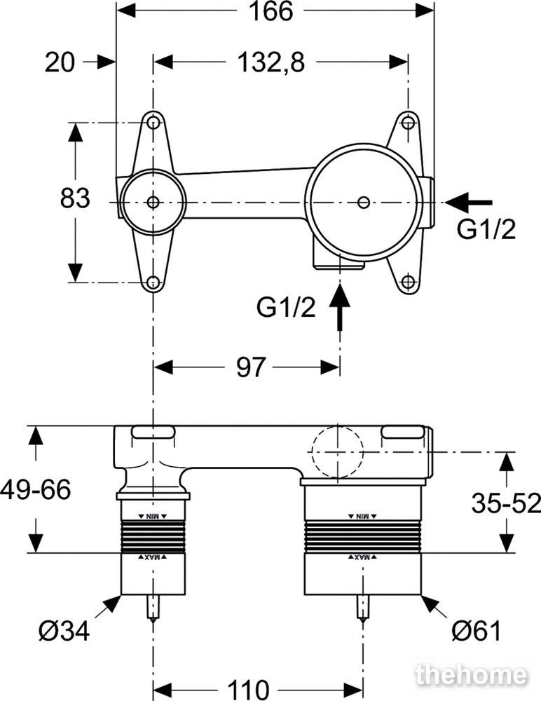 Скрытая часть Ideal Standard для смесителя (комплект №1) универсальный, A5948NU - 2