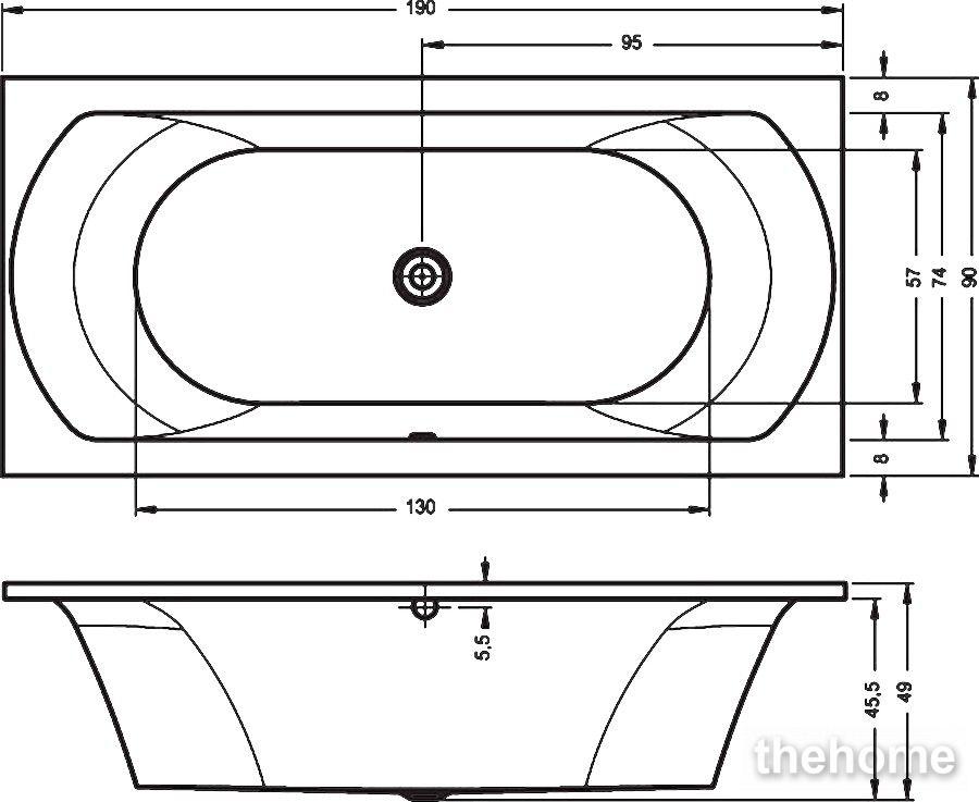 Акриловая ванна Riho Lima, 190х 90 см без гидромассажа - 4