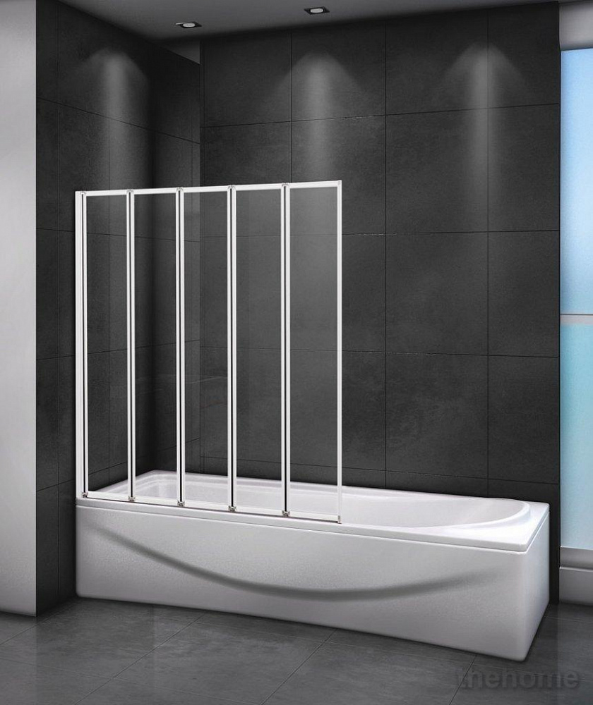 Шторка на ванну Cezares RELAX-V-5-120/140-C-Bi, профиль белый стекло прозрачное 120см - TheHome