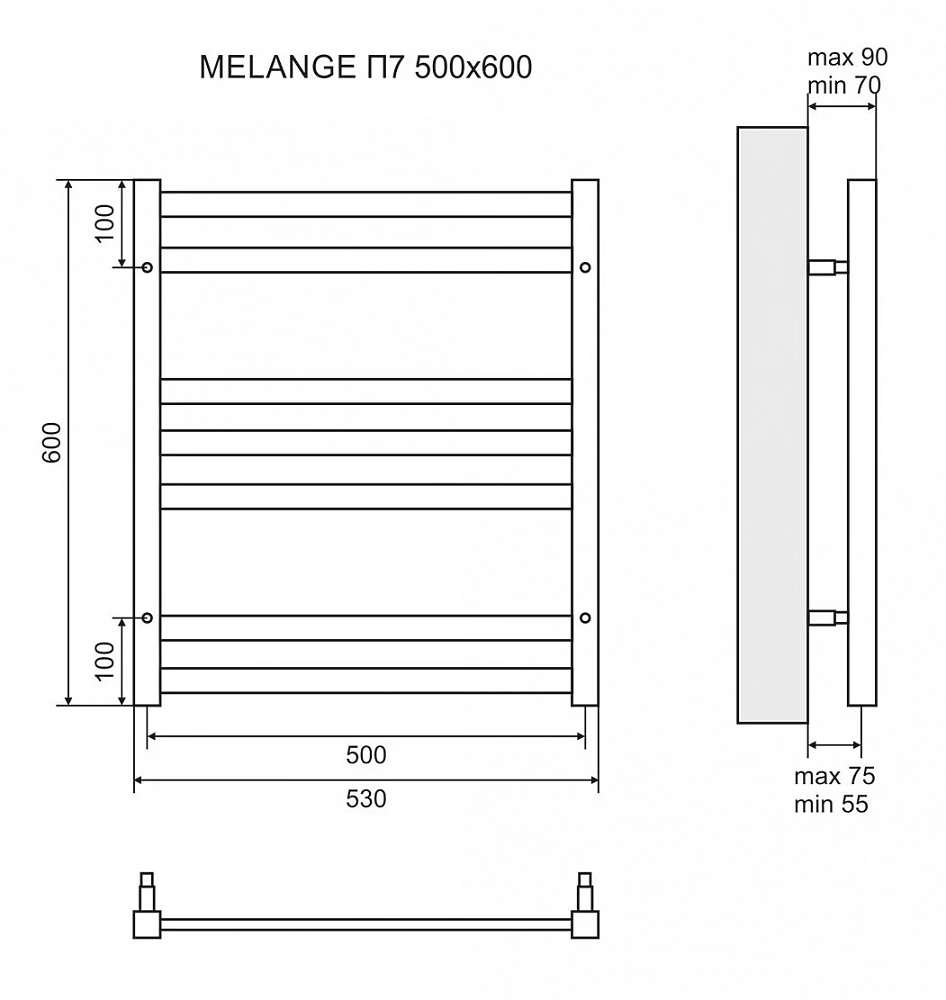 Полотенцесушитель водяной Lemark Melange П7 500x600 - 5