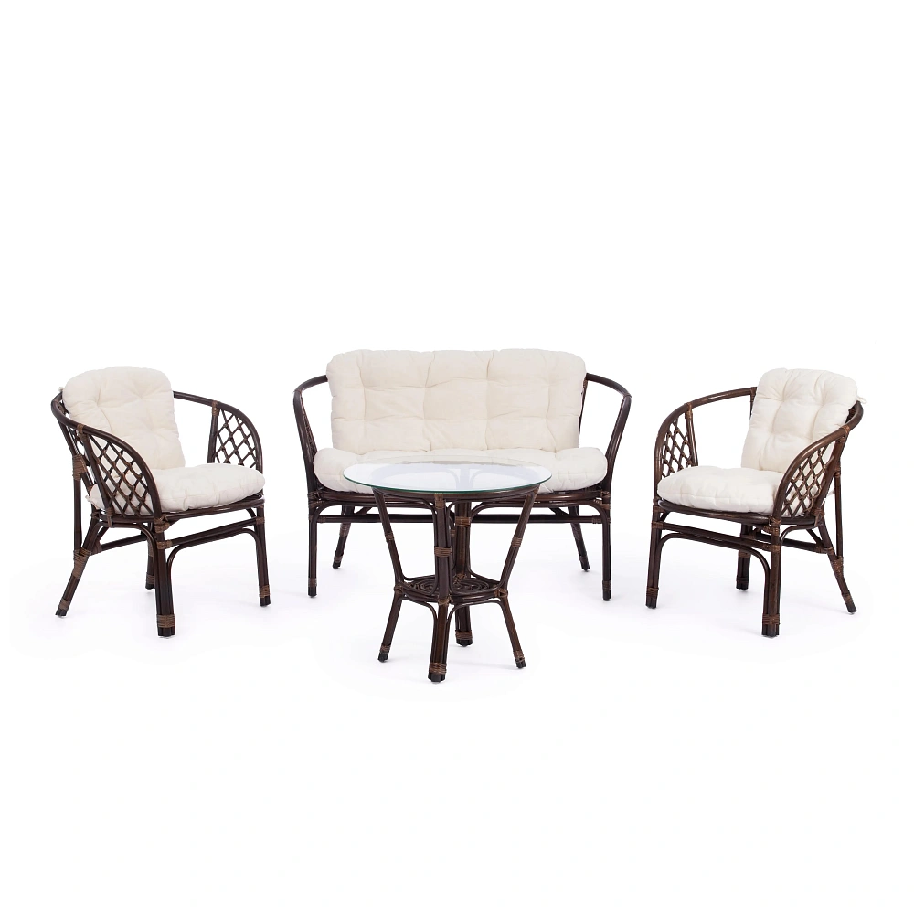 Комплект для отдыха BAHAMA (диван + 2 кресла + стол со стеклом) /с подушками/ TetChair 15383 - TheHome