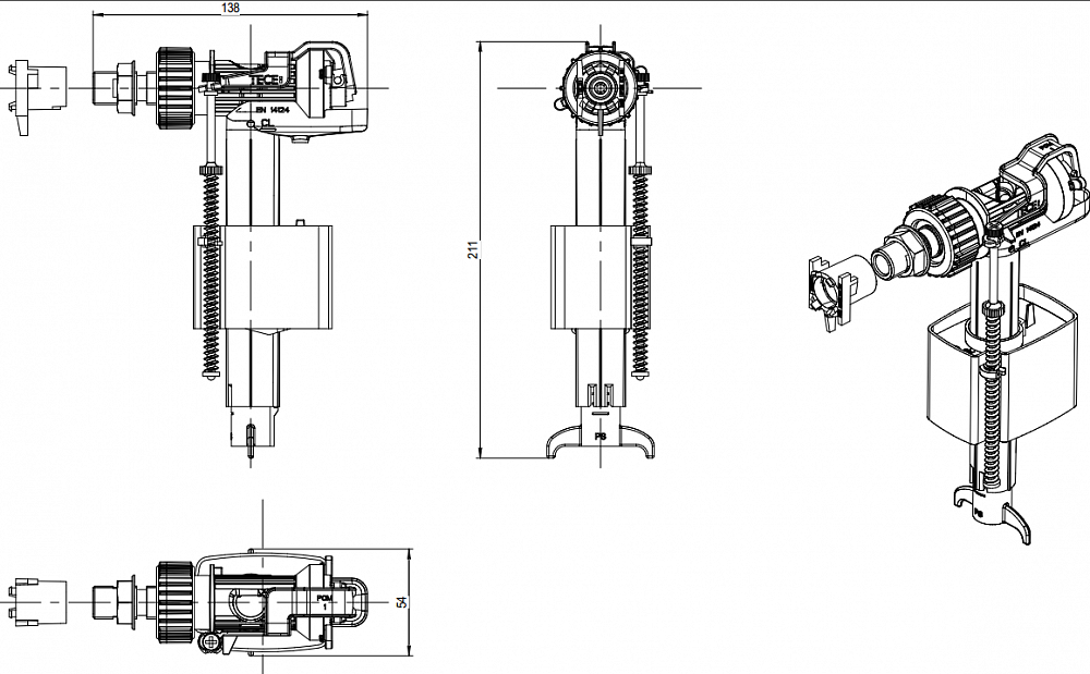 Заливной клапан F10 TECE Profil универсальный, 9820353 - 4