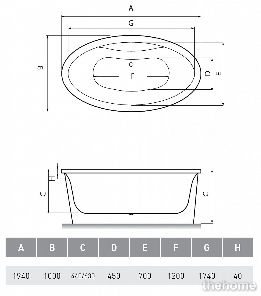 Акриловая ванна Vayer Beta 194x100 KPL Exclusive - 6