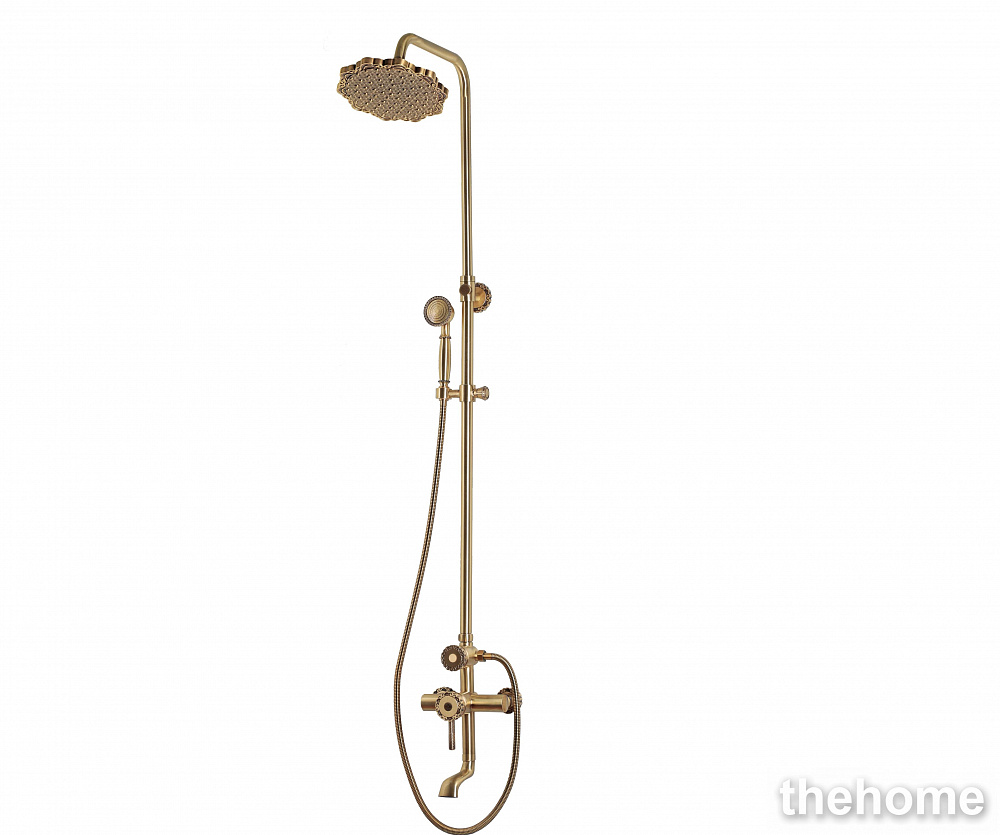 Комплект для ванны и душа излив резной 20 см, лейка "Цветок" Bronze de Luxe Windsor 10120F - TheHome