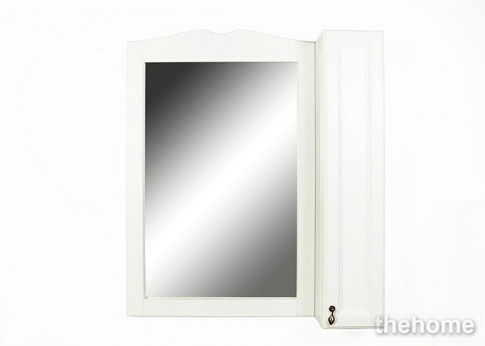 Зеркальный шкаф Orange Классик 85 см, с подсветкой, массив бука, цвет - белый - TheHome