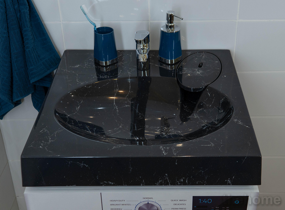 Раковина над стиральной машиной Stella Polar Миро 60х60 черный мрамор с кронштейнами SP-00000840 - TheHome