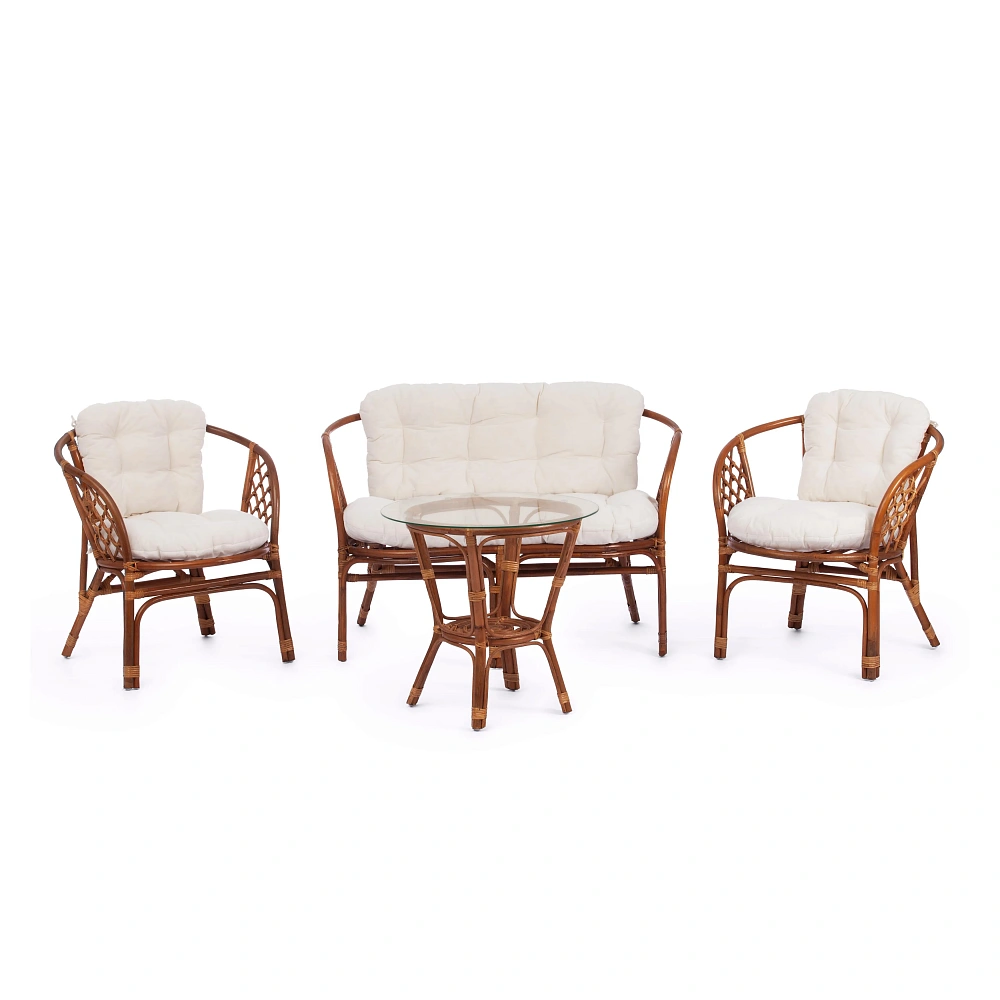 Комплект для отдыха BAHAMA (диван + 2 кресла + стол со стеклом) /с подушками/ TetChair 15382 - TheHome
