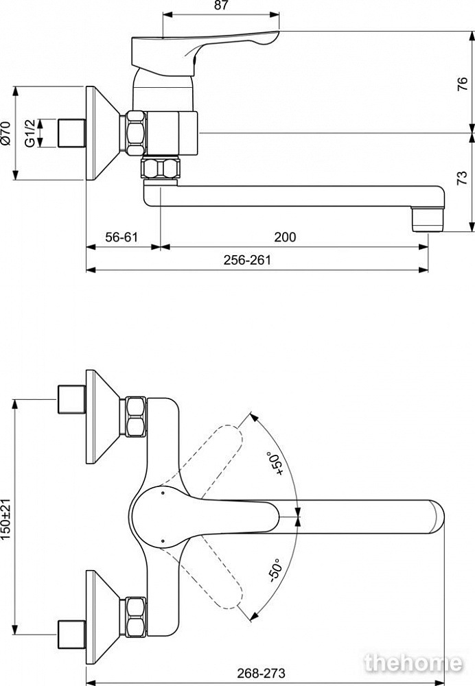 Настенный смеситель для кухонной мойки Ideal Standard ALPHA BC661AA - 2