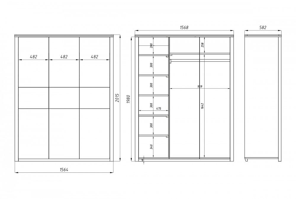 Шкаф для одежды 3-х дверный "Норд" БЕЛФАН .Г000018797 - 4