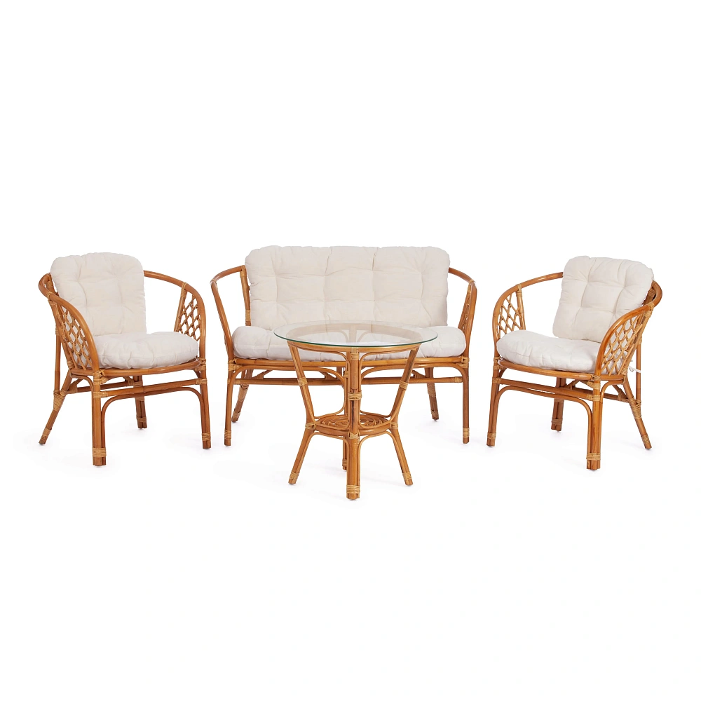 Комплект для отдыха BAHAMA (диван + 2 кресла + стол со стеклом) /с подушками/ TetChair 10090 - TheHome