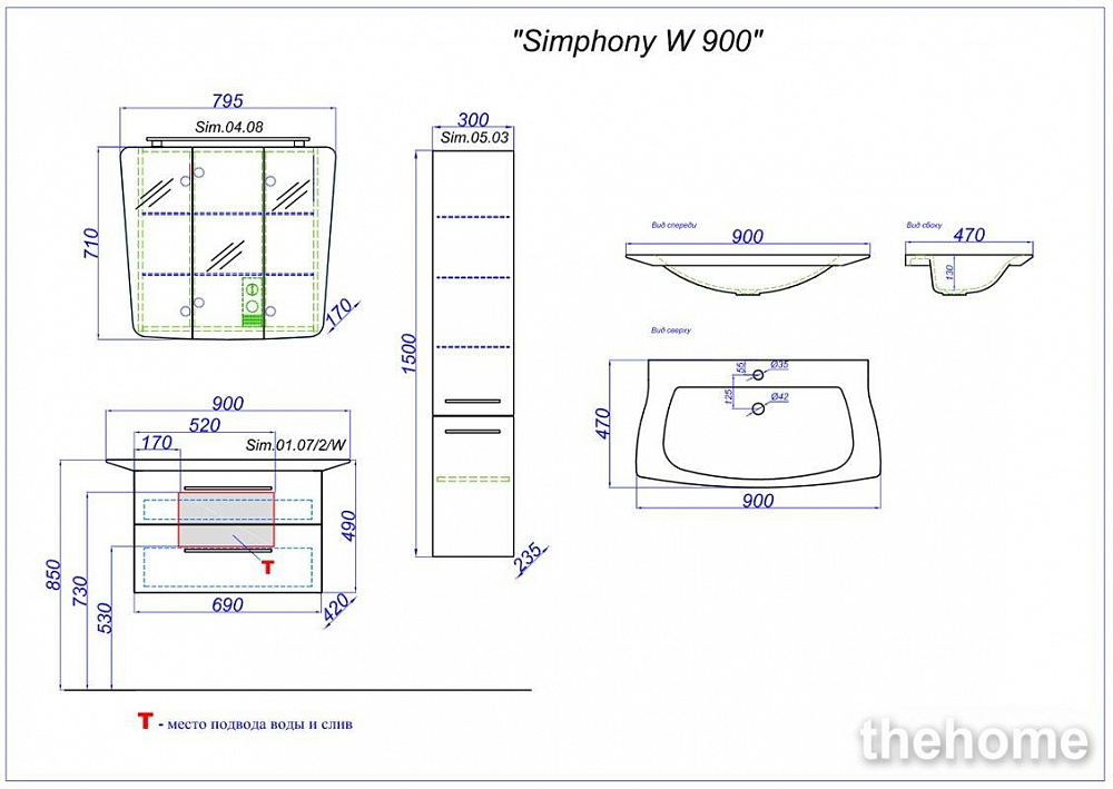 Шкаф-пенал подвесной Aqwella Simphony Sim.05.04/DS, цвет - дуб сонома - 2