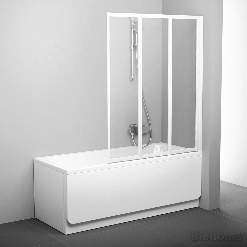Шторка на ванну Ravak VS3 130 белая+ прозрачное стекло - 2