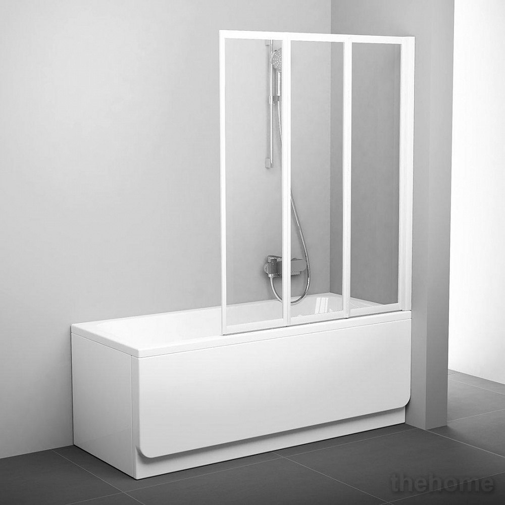 Шторка на ванну Ravak VS3 115 белая+ прозрачное стекло - 2