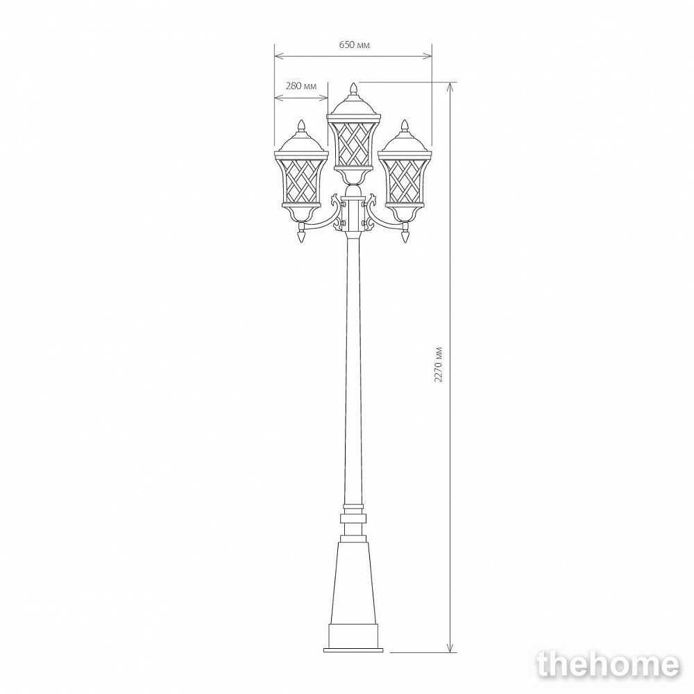 Уличный трехрожковый светильник на столбе IP44 Elektrostandard Cassiopeya 4690389017346 - 3