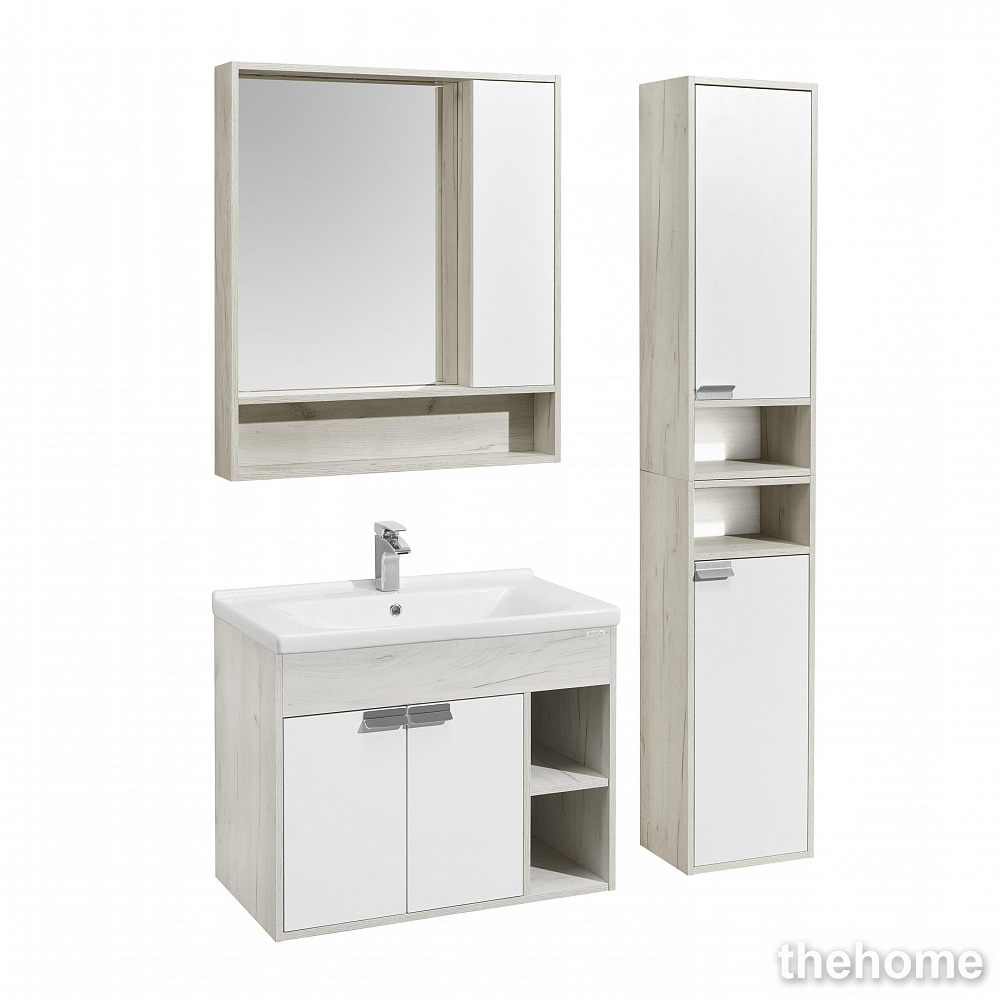 Зеркальный шкаф Aquaton Флай 80 1A237702FAX10 белый/дуб крафт - 3