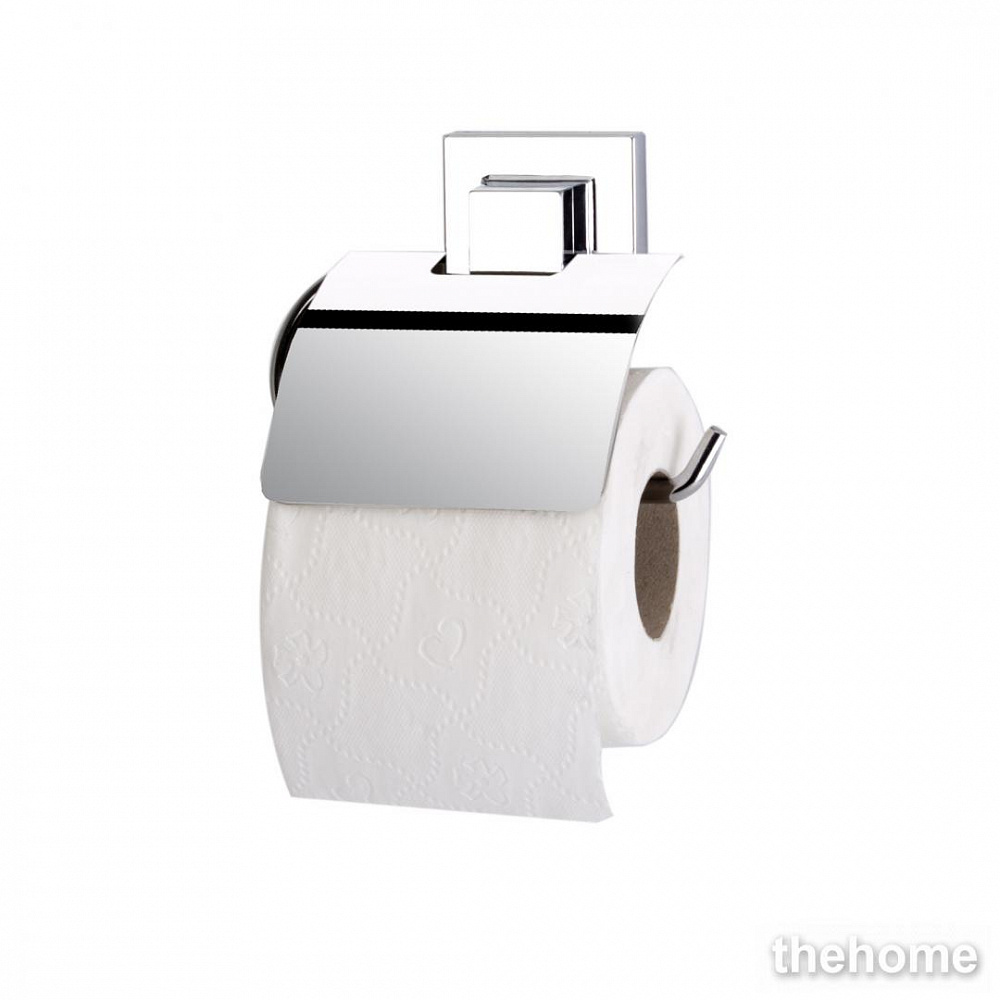 Держатель туалетной бумаги с крышкой Tekno-tel EF238 самоклеящийся, хром - TheHome