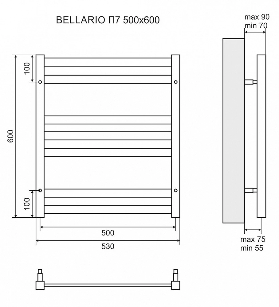 Полотенцесушитель водяной Lemark Bellario П7 500x600 - 5