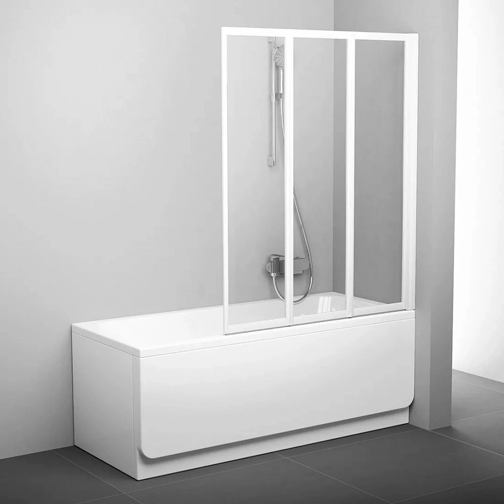 Шторка на ванну Ravak VS3 100 белая+ прозрачное стекло - 2