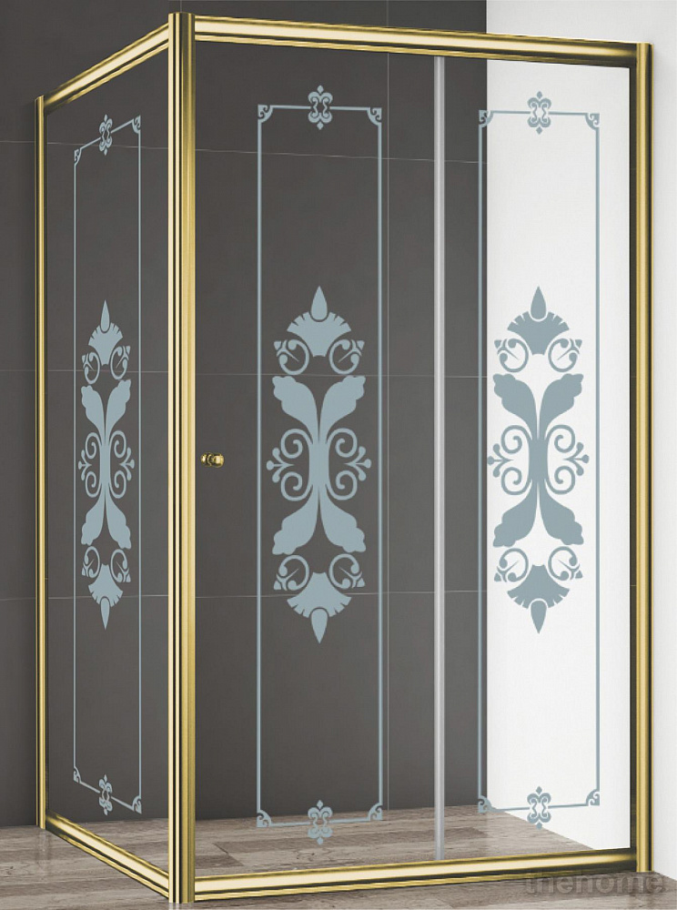 Душевая дверь в нишу Cezares Giubileo-BF-1 стекло с узором золото - 3
