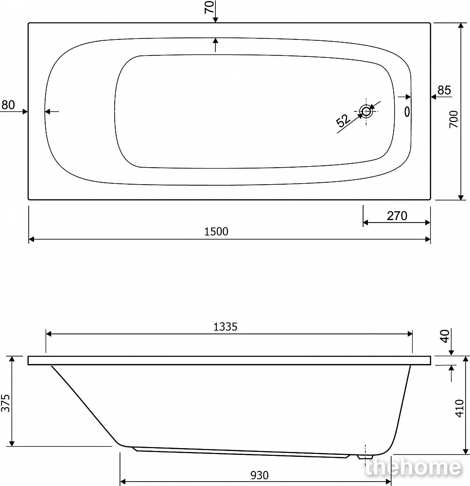 Акриловая ванна Cezares Eco 150x70 - 4
