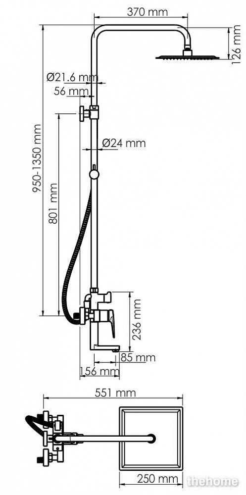 Душевой комплект Wasserkraft Glan со смесителем A16701 - 3
