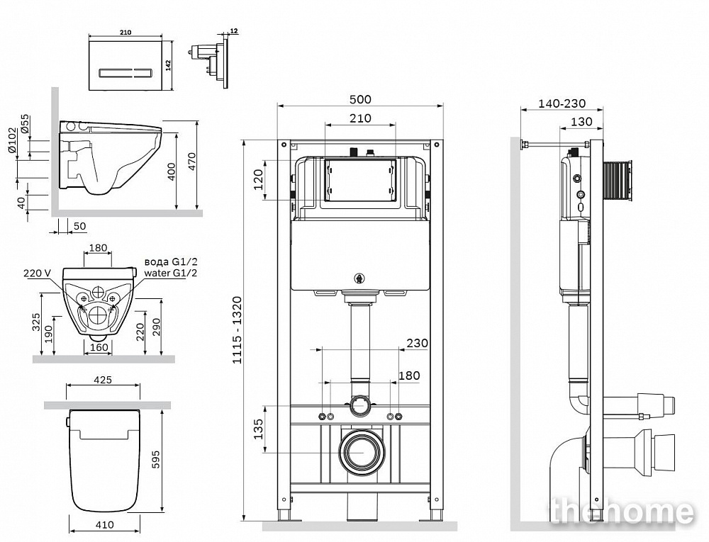 Комплект Am.Pm Inspire 2.0 подвесной унитаз + крышка-сиденье + инсталляция + панель смыва IS47051.50A1700 - 9