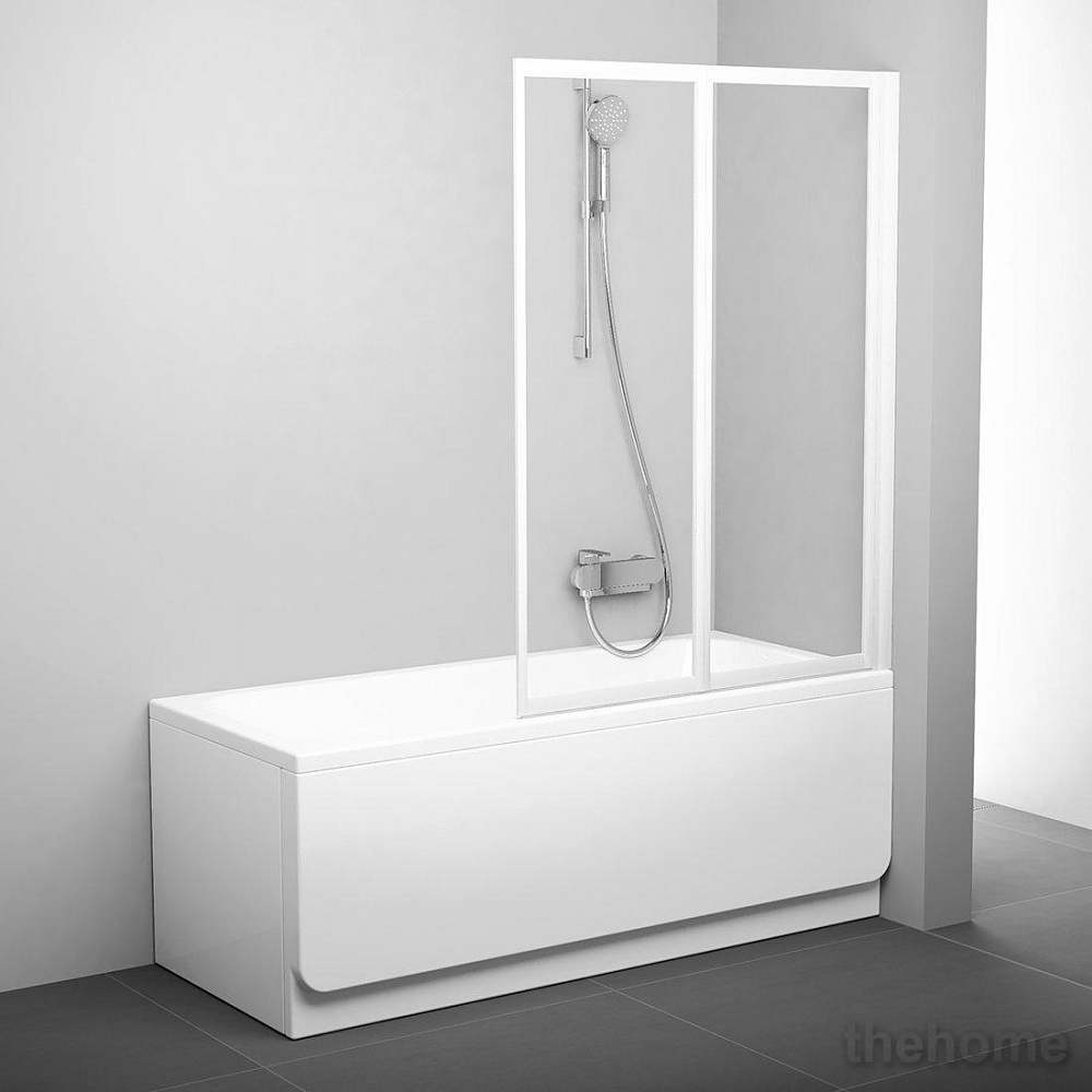 Шторка на ванну Ravak VS2 105 белая+ прозрачное стекло - 2