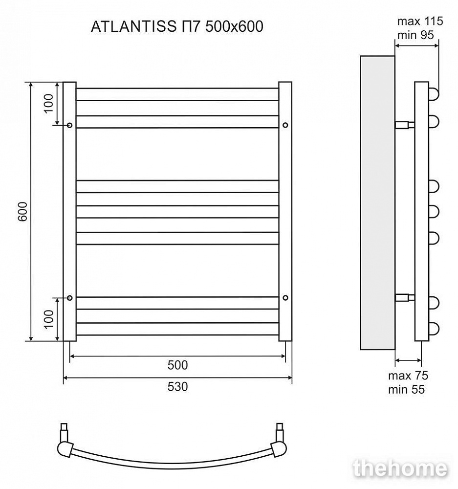 Полотенцесушитель водяной Lemark Atlantiss П7 500x600 - 5