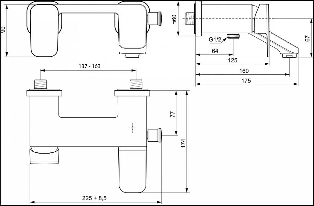 Смеситель Ideal Standard Tonic II A6338AA для ванны - 2