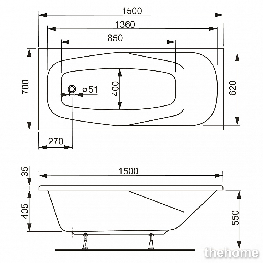 Акриловая ванна Vagnerplast Aronia 150x70 - 7