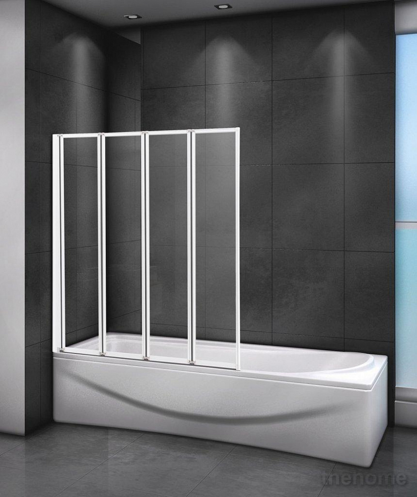 Шторка на ванну Cezares RELAX-V-4-90/140-P-Bi-L, профиль белый стекло рифленое 90см - TheHome