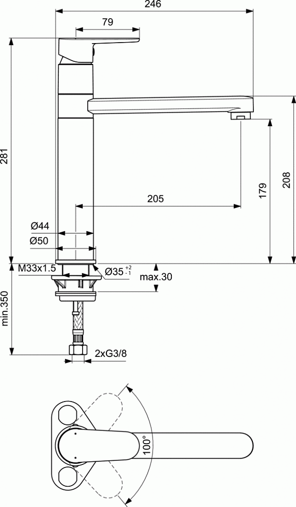 Смеситель Ideal Standard Cerafine Model O BC501Q9 для кухонной мойки, бежевый - 2
