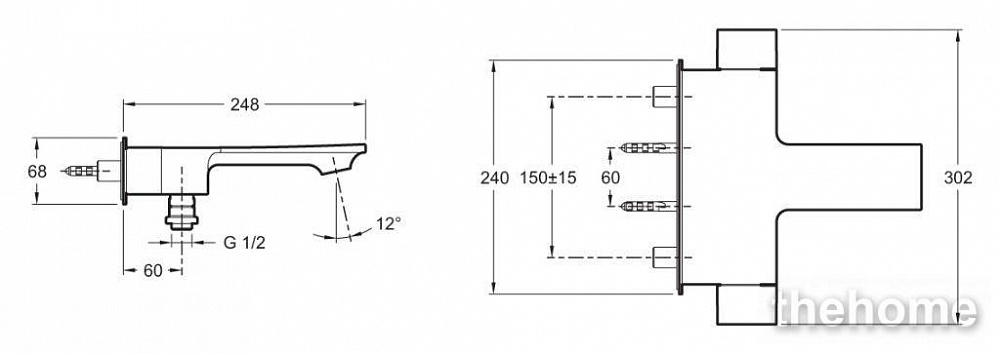 Термостат Jacob Delafon Stance E9103-CP для ванны с душем - 3